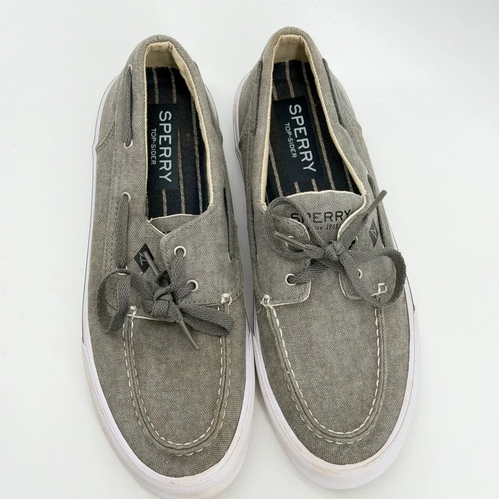 Sperry Top-Sider Mens STS17396 Bahama II Gray Canvas Boat Shoes Size 8